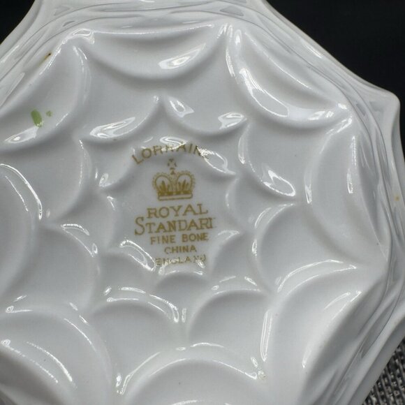ROYAL STANDARD LORRAINE PEAKED Fine Bone China Dish Small Plates Set 2 England - Picture 6 of 12